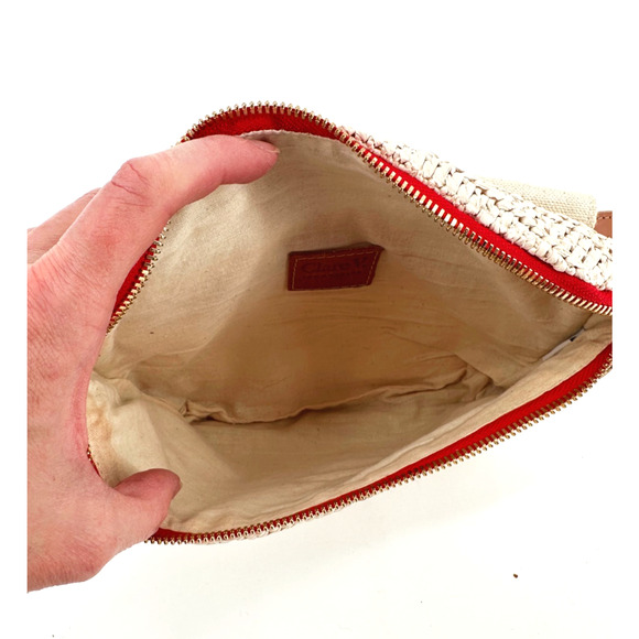 Clare V. Woven Raffia Belt Bag Fanny Pack Leather Belt Adjustable Small - Picture 6 of 9